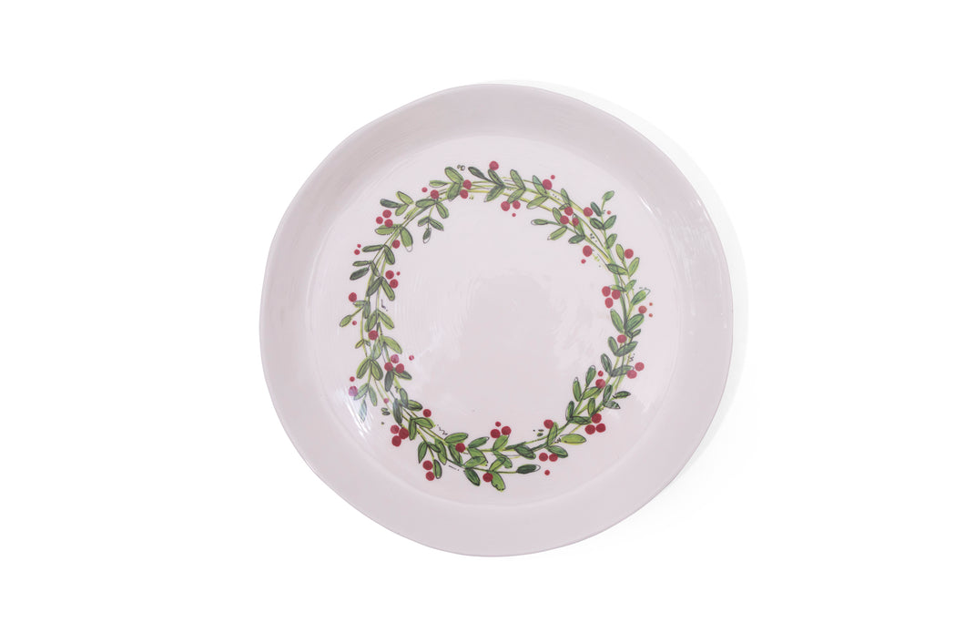 Christmas Wreath Round Serving Tray