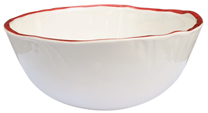 Simple Round Soup/Cereal/Serving bowl with red edge