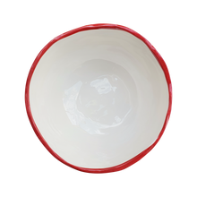 Load image into Gallery viewer, Simple Round Soup/Cereal/Serving bowl with red edge