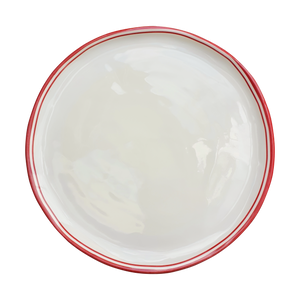 Simple Round Dinner Plate with Red Edge