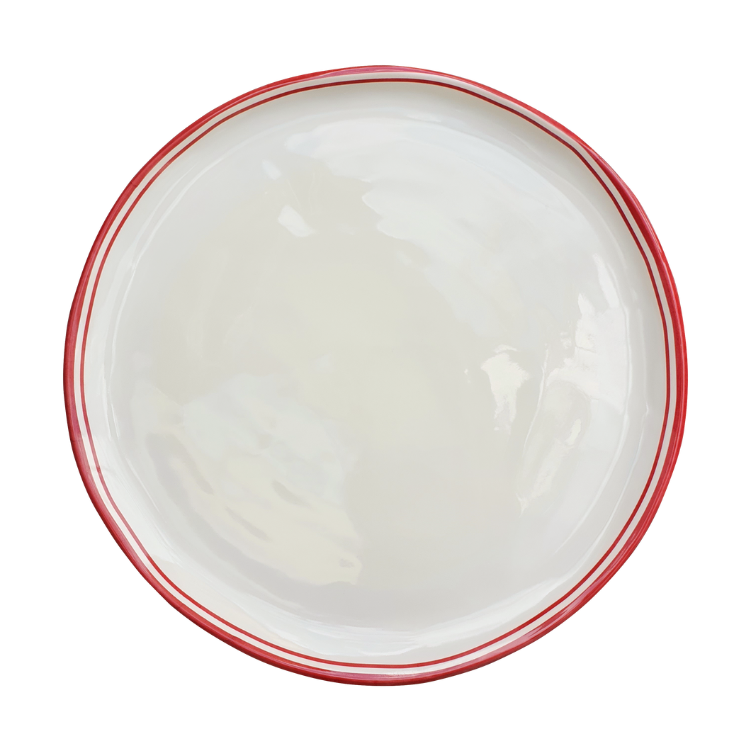 Simple Round Dinner Plate with Red Edge