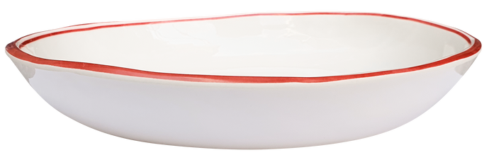 Simple Round Pasta/Soup bowl with red edge
